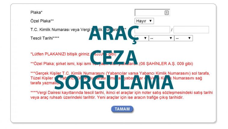 plakadan arac borc sorgulama araba hayalim